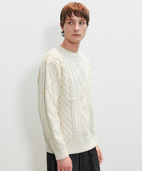V2(ブイツー)の「V2/Dailyケーブルニット(ニット/セーター・メンズ・クリーム/ブラック/ブラウン・MEDIUM/LARGE)」の7枚目の写真