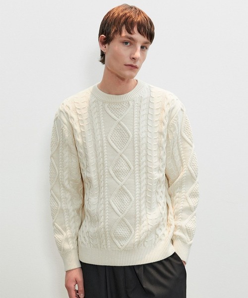 V2(ブイツー)の「V2/Dailyケーブルニット(ニット/セーター・メンズ・クリーム/ブラック/ブラウン・MEDIUM/LARGE)」の8枚目の写真