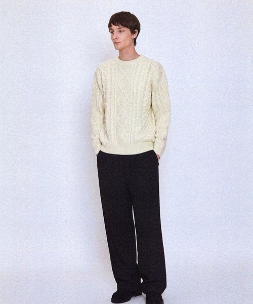 V2(ブイツー)の「V2/Dailyケーブルニット(ニット/セーター・メンズ・クリーム/ブラック/ブラウン・MEDIUM/LARGE)」の9枚目の写真