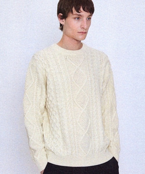 V2(ブイツー)の「V2/Dailyケーブルニット(ニット/セーター・メンズ・クリーム/ブラック/ブラウン・MEDIUM/LARGE)」の12枚目の写真