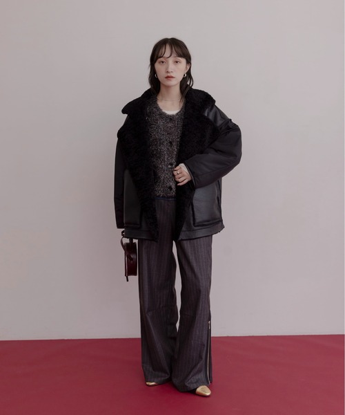 ムートンハーフコート Ray BEAMS / フェイク ムートン ハーフ コート