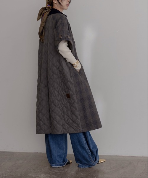 Eimee Law（エイミーロウ）の「ハーフスリーブチェックトレンチコート（トレンチコート・レディース・ブラウン/ネイビー/ブラック・FREE）」の12枚目の写真