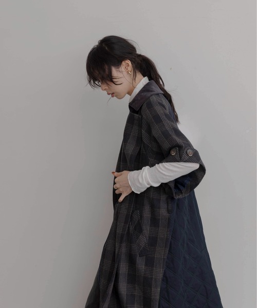 Eimee Law（エイミーロウ）の「ハーフスリーブチェックトレンチコート（トレンチコート・レディース・ブラウン/ネイビー/ブラック・FREE）」の19枚目の写真