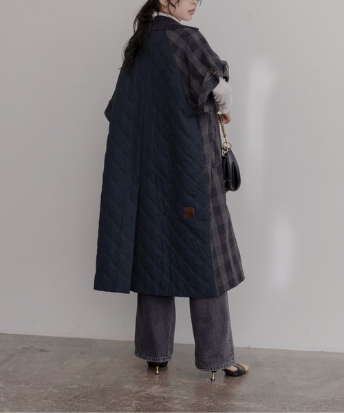 Eimee Law（エイミーロウ）の「ハーフスリーブチェックトレンチコート（トレンチコート・レディース・ブラウン/ネイビー/ブラック・FREE）」の21枚目の写真