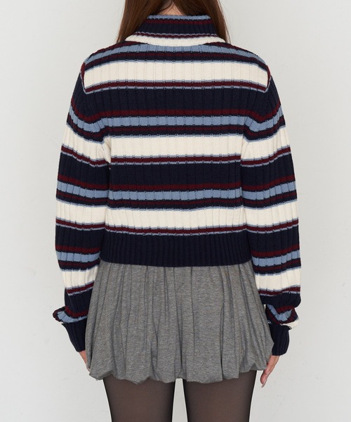 RAY CASSIN（レイカズン）の「ロゴハイネックジップニット（ニット/セーター・レディース・ブルー系その他2/レッド/ネイビー/ライトベージュ・FREE）」の13枚目の写真