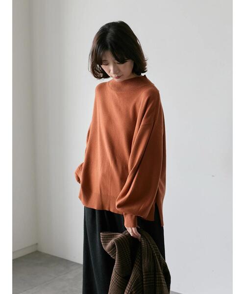 セール】【Hug knit】袖ボリュームハイネックプルオーバー（ニット