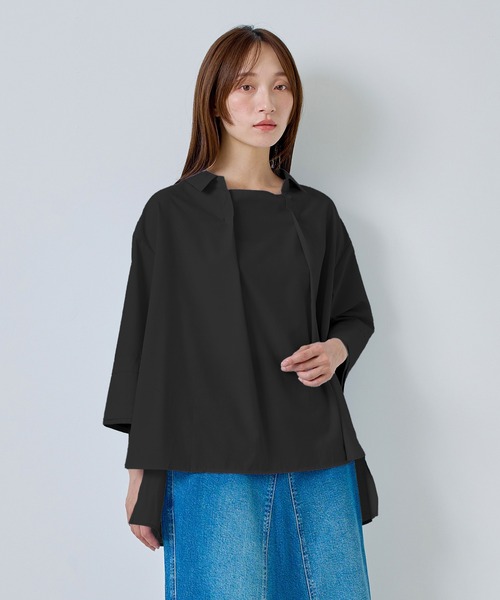 Kelen(ケレン)の「「KELEN / ケレン」2WAYシルエットプルオーバートップス(シャツ/ブラウス・レディース・オフホワイト/ブラック/サックスブルー/ライトグレー・S/M)」の3枚目の写真