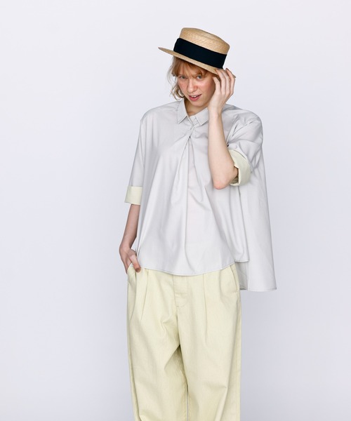 Kelen(ケレン)の「「KELEN / ケレン」2WAYシルエットプルオーバートップス(シャツ/ブラウス・レディース・オフホワイト/ブラック/サックスブルー/ライトグレー・S/M)」の9枚目の写真