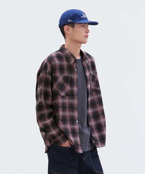 LEIRE（ルアール）の「ツーポケットオンブレチェックシャツ[ピンク]（シャツ/ブラウス・メンズ・その他・X-LARGE/MEDIUM/LARGE）」の3枚目の写真
