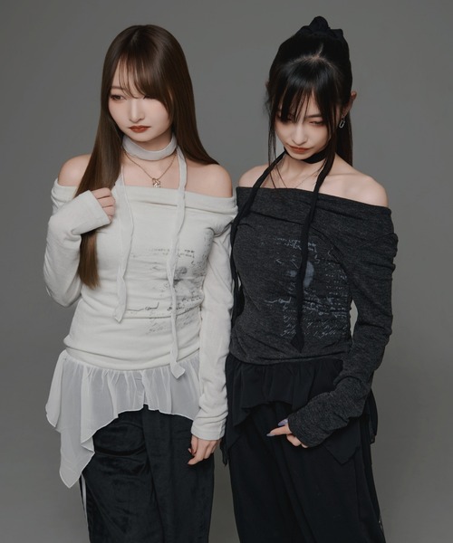 .KOM(ドットコム)の「『.KOM/ドットケーオーエム』デザインロングスリーブ【GC】(Tシャツ/カットソー・レディース・グレー/ホワイト・FREE)」の12枚目の写真