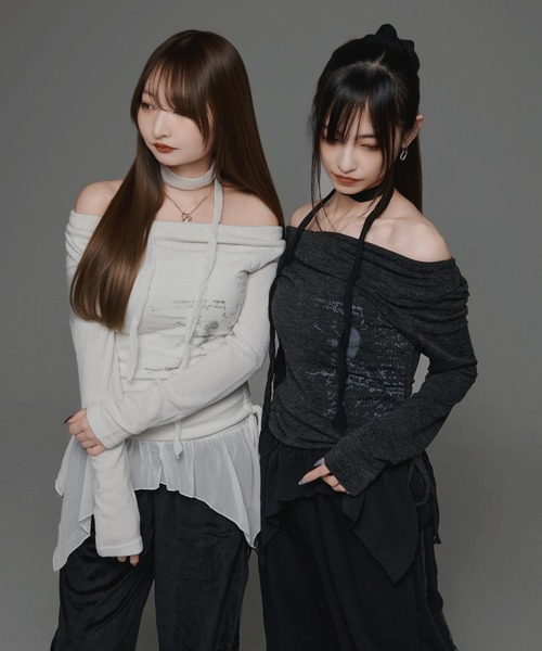 .KOM(ドットコム)の「『.KOM/ドットケーオーエム』デザインロングスリーブ【GC】(Tシャツ/カットソー・レディース・グレー/ホワイト・FREE)」の10枚目の写真