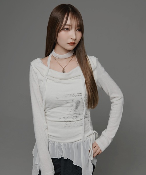 .KOM(ドットコム)の「『.KOM/ドットケーオーエム』デザインロングスリーブ【GC】(Tシャツ/カットソー・レディース・グレー/ホワイト・FREE)」の5枚目の写真