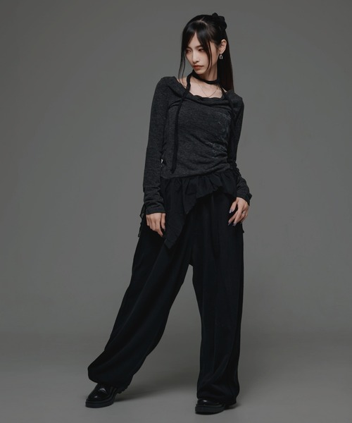 .KOM(ドットコム)の「『.KOM/ドットケーオーエム』デザインロングスリーブ【GC】(Tシャツ/カットソー・レディース・グレー/ホワイト・FREE)」の4枚目の写真