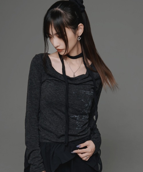 .KOM(ドットコム)の「『.KOM/ドットケーオーエム』デザインロングスリーブ【GC】(Tシャツ/カットソー・レディース・グレー/ホワイト・FREE)」の15枚目の写真