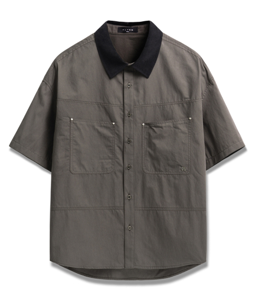 ALYSS（アリス）の「コントラストハーフワークシャツ[チャコール]（シャツ/ブラウス・レディース・その他・LARGE/MEDIUM/X-LARGE）」の3枚目の写真
