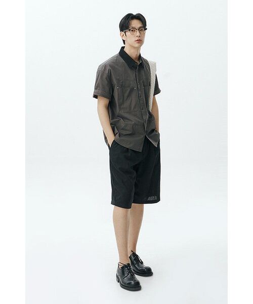 ALYSS（アリス）の「コントラストハーフワークシャツ[チャコール]（シャツ/ブラウス・レディース・その他・LARGE/MEDIUM/X-LARGE）」の6枚目の写真
