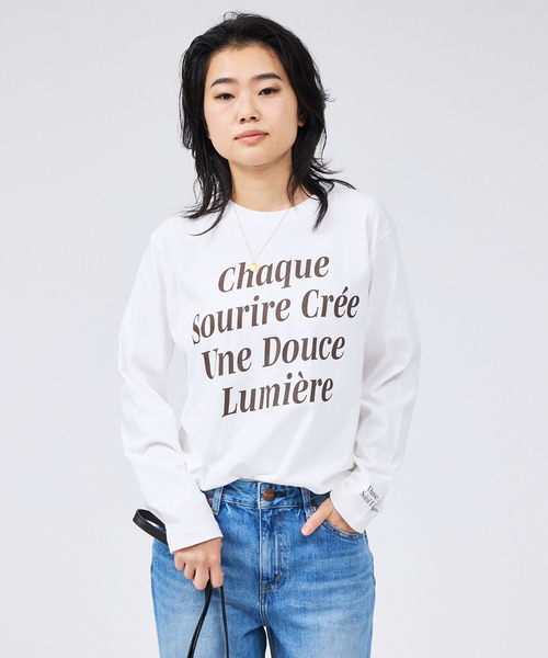 Rouge vif Anna(ルージュヴィフアンナ)の「コットンロゴロングスリーブTシャツ(Tシャツ/カットソー・レディース・グレー/ホワイト・フリー)」の9枚目の写真