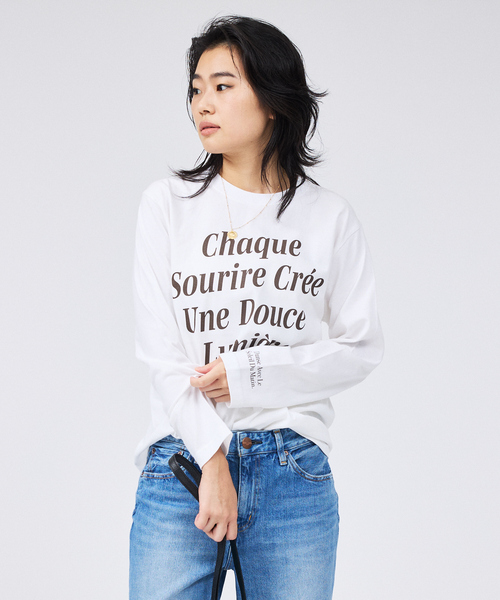 Rouge vif Anna(ルージュヴィフアンナ)の「コットンロゴロングスリーブTシャツ(Tシャツ/カットソー・レディース・グレー/ホワイト・フリー)」の8枚目の写真