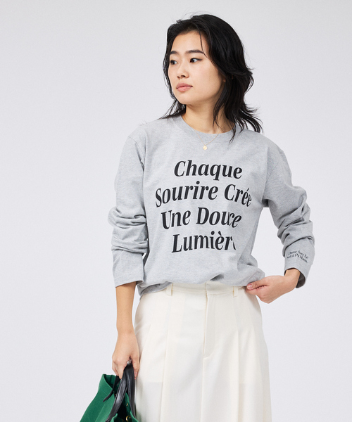 Rouge vif Anna(ルージュヴィフアンナ)の「コットンロゴロングスリーブTシャツ(Tシャツ/カットソー・レディース・グレー/ホワイト・フリー)」の4枚目の写真
