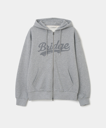 logo hoodie zip-up melange grey