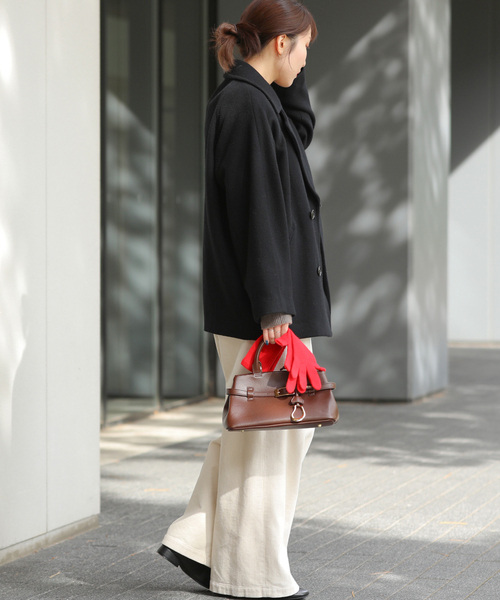 JOURNAL STANDARD relume（ジャーナルスタンダード　レリューム）の「《WEB限定追加》尾州ウールショートPコート（その他アウター・レディース・ブラック/チャコールグレー・36/38）」の3枚目の写真