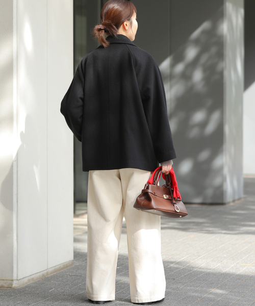 JOURNAL STANDARD relume（ジャーナルスタンダード　レリューム）の「《WEB限定追加》尾州ウールショートPコート（その他アウター・レディース・ブラック/チャコールグレー・36/38）」の5枚目の写真