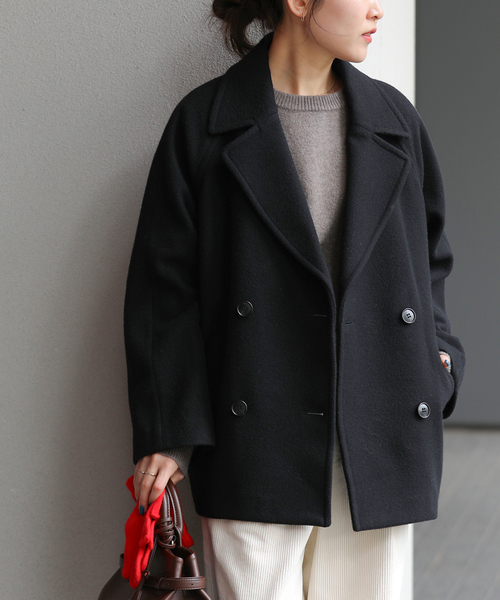 JOURNAL STANDARD relume（ジャーナルスタンダード　レリューム）の「《WEB限定追加》尾州ウールショートPコート（その他アウター・レディース・ブラック/チャコールグレー・36/38）」の7枚目の写真