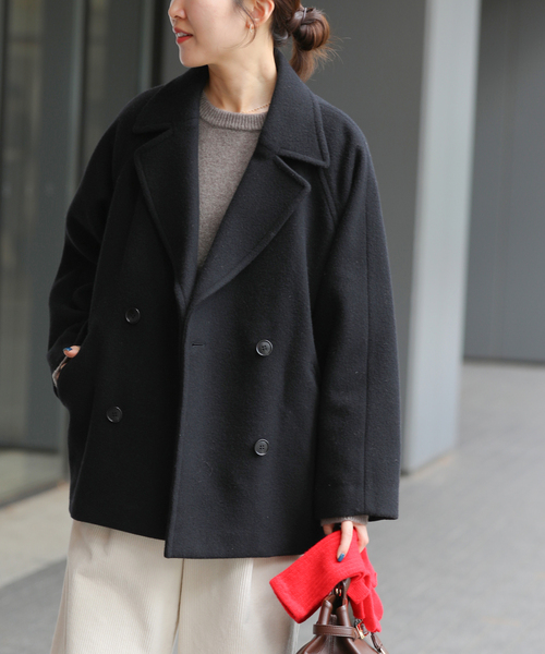 JOURNAL STANDARD relume（ジャーナルスタンダード　レリューム）の「《WEB限定追加》尾州ウールショートPコート（その他アウター・レディース・ブラック/チャコールグレー・36/38）」の8枚目の写真