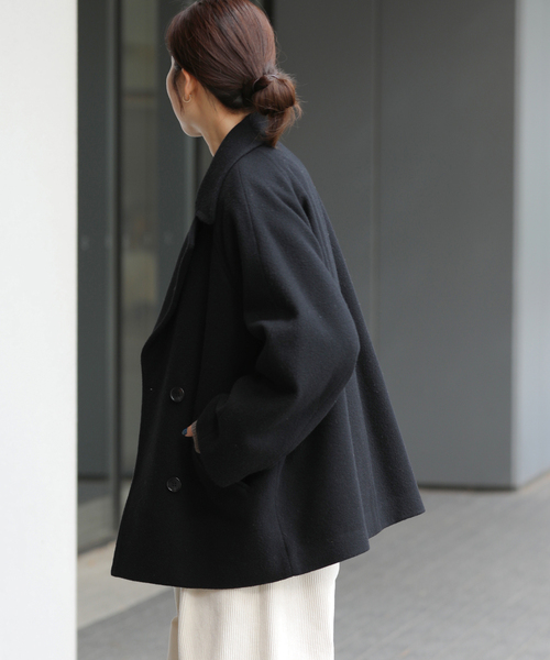 JOURNAL STANDARD relume（ジャーナルスタンダード　レリューム）の「《WEB限定追加》尾州ウールショートPコート（その他アウター・レディース・ブラック/チャコールグレー・36/38）」の10枚目の写真