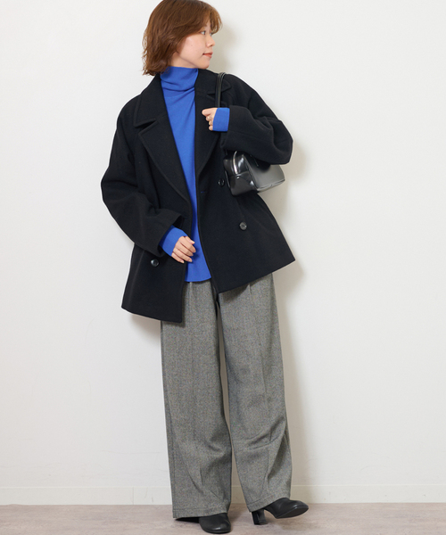 JOURNAL STANDARD relume（ジャーナルスタンダード　レリューム）の「《WEB限定追加》尾州ウールショートPコート（その他アウター・レディース・ブラック/チャコールグレー・36/38）」の11枚目の写真