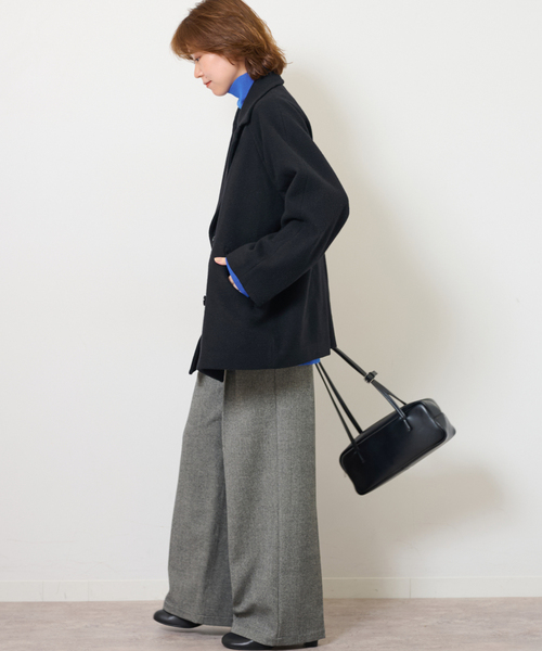 JOURNAL STANDARD relume（ジャーナルスタンダード　レリューム）の「《WEB限定追加》尾州ウールショートPコート（その他アウター・レディース・ブラック/チャコールグレー・36/38）」の12枚目の写真