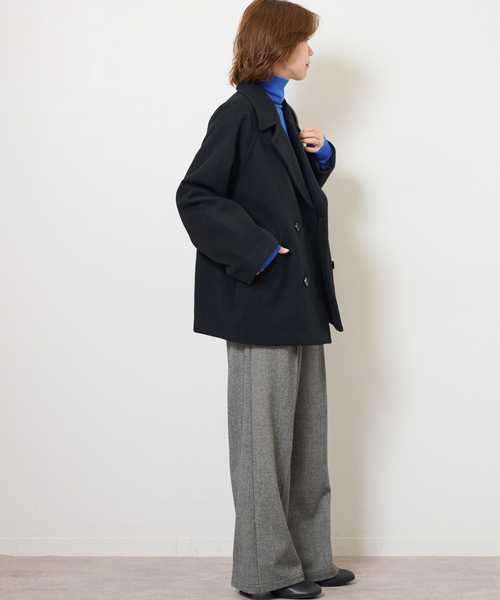 JOURNAL STANDARD relume（ジャーナルスタンダード　レリューム）の「《WEB限定追加》尾州ウールショートPコート（その他アウター・レディース・ブラック/チャコールグレー・36/38）」の13枚目の写真