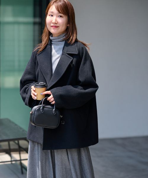 JOURNAL STANDARD relume（ジャーナルスタンダード　レリューム）の「《WEB限定追加》尾州ウールショートPコート（その他アウター・レディース・ブラック/チャコールグレー・36/38）」の21枚目の写真