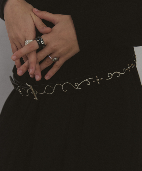 suede stitch belt-black