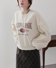 裏起毛ディア刺繍スウェット