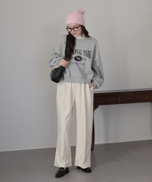 BLUEEAST(ブルーイースト)の「裏起毛ディア刺繍スウェット(スウェット・レディース・グレー/アイボリー/ネイビー・MEDIUM)」の11枚目の写真