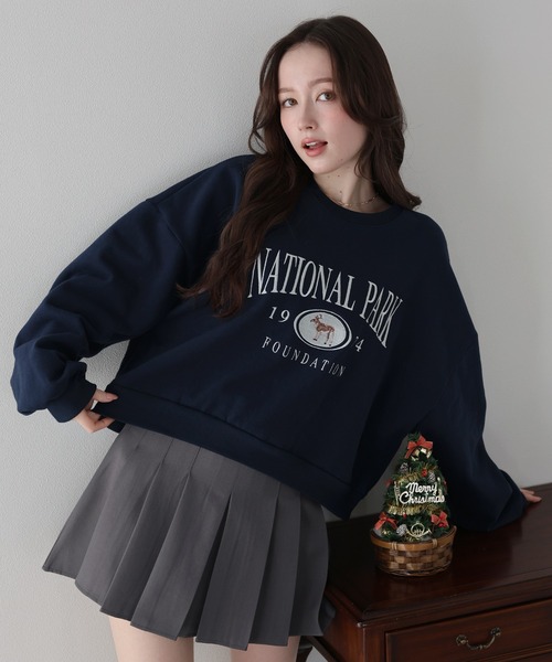 BLUEEAST(ブルーイースト)の「裏起毛ディア刺繍スウェット(スウェット・レディース・グレー/アイボリー/ネイビー・MEDIUM)」の12枚目の写真