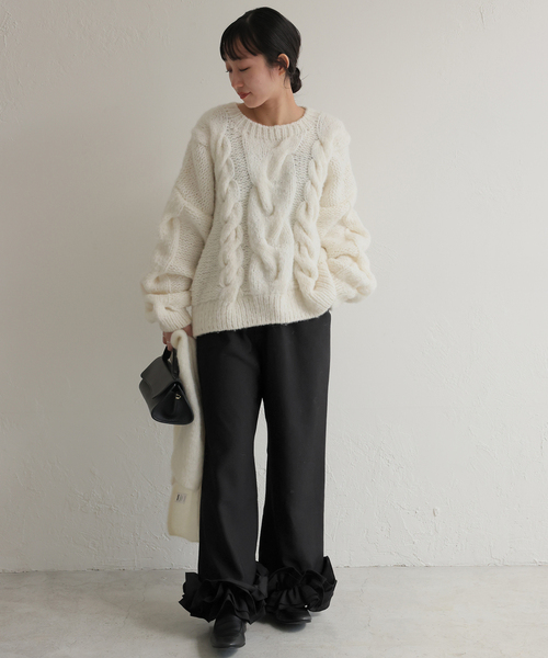 SLOBE IENA（スローブイエナ）の「habi フリルパンツ（その他パンツ・レディース・ブラック・36/38）」の4枚目の写真