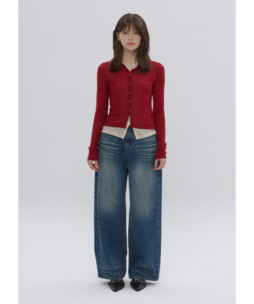 BUTTON UP（ボタンアップ）の「ニューダブルキャット ウォッシュドワイドデニム（デニムパンツ・レディース・その他・SMALL/MEDIUM/LARGE）」の2枚目の写真