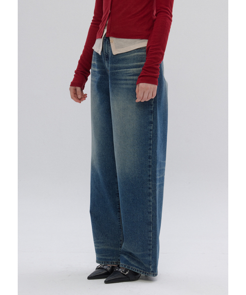 BUTTON UP（ボタンアップ）の「ニューダブルキャット ウォッシュドワイドデニム（デニムパンツ・レディース・その他・SMALL/MEDIUM/LARGE）」の3枚目の写真