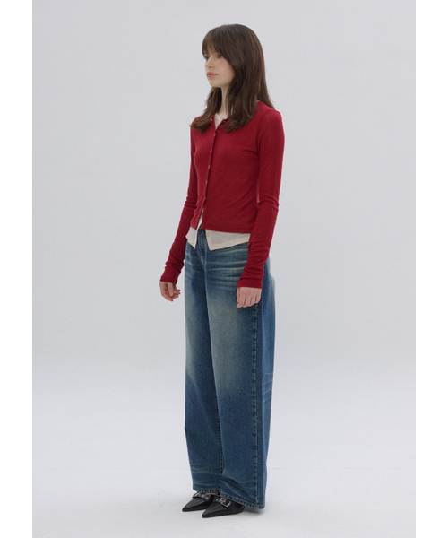 BUTTON UP（ボタンアップ）の「ニューダブルキャット ウォッシュドワイドデニム（デニムパンツ・レディース・その他・SMALL/MEDIUM/LARGE）」の4枚目の写真