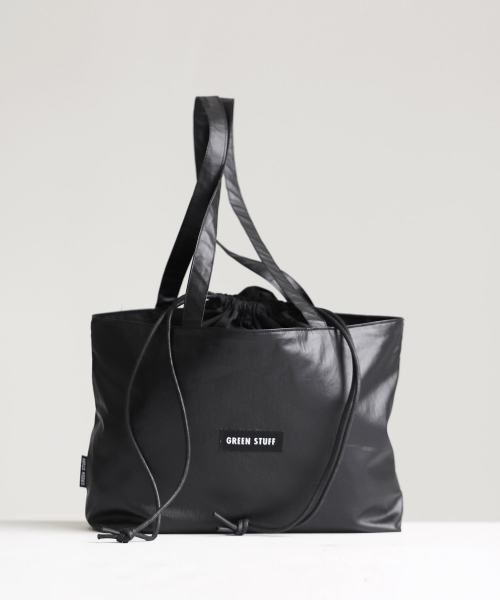 GREEN STUFF(グリーンスタッフ)の「boat string bag 66 matte stone - black M(エコバッグ/サブバッグ・レディース・その他・FREE)」の4枚目の写真