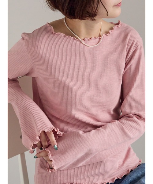 Samansa Mos2(サマンサ モスモス)の「【ZOZO限定】メロウトップス(Tシャツ/カットソー・レディース・ピンク/ブルー/ブラック/キナリ/ベージュ・F)」の5枚目の写真