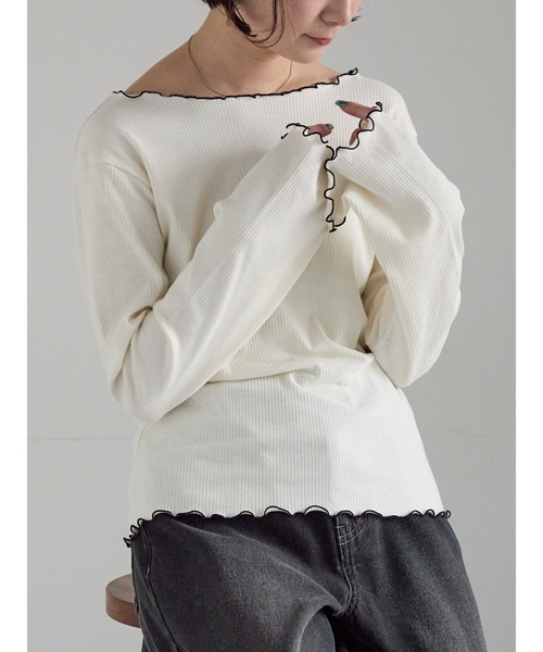 Samansa Mos2(サマンサ モスモス)の「【ZOZO限定】メロウトップス(Tシャツ/カットソー・レディース・ピンク/ブルー/ブラック/キナリ/ベージュ・F)」の2枚目の写真