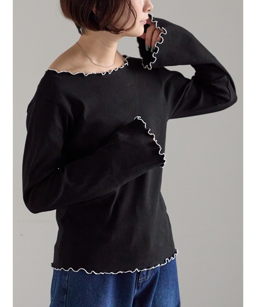 Samansa Mos2(サマンサ モスモス)の「【ZOZO限定】メロウトップス(Tシャツ/カットソー・レディース・ピンク/ブルー/ブラック/キナリ/ベージュ・F)」の3枚目の写真