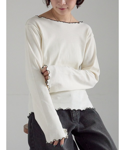 Samansa Mos2(サマンサ モスモス)の「【ZOZO限定】メロウトップス(Tシャツ/カットソー・レディース・ピンク/ブルー/ブラック/キナリ/ベージュ・F)」の8枚目の写真