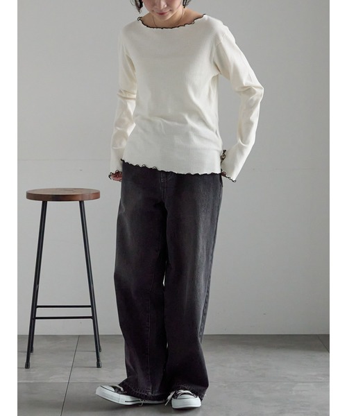 Samansa Mos2(サマンサ モスモス)の「【ZOZO限定】メロウトップス(Tシャツ/カットソー・レディース・ピンク/ブルー/ブラック/キナリ/ベージュ・F)」の9枚目の写真