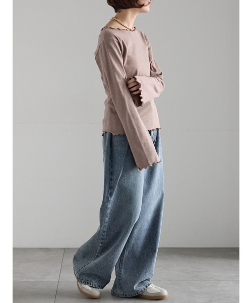 Samansa Mos2(サマンサ モスモス)の「【ZOZO限定】メロウトップス(Tシャツ/カットソー・レディース・ピンク/ブルー/ブラック/キナリ/ベージュ・F)」の18枚目の写真