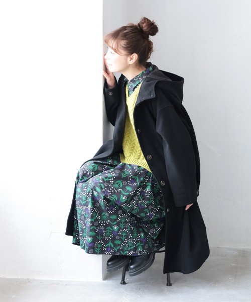 soulberry(ソウルベリー)の「私のフードなコート(ノーカラーコート・レディース・ブラック・5L/M/L/LL/3L/4L)」の6枚目の写真