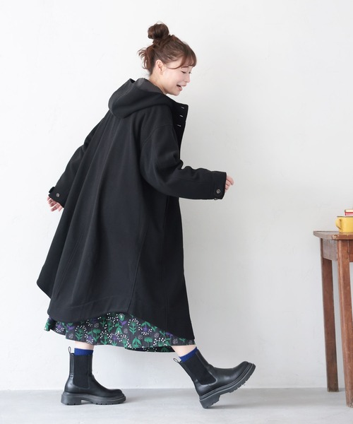 soulberry(ソウルベリー)の「私のフードなコート(ノーカラーコート・レディース・ブラック・5L/M/L/LL/3L/4L)」の11枚目の写真